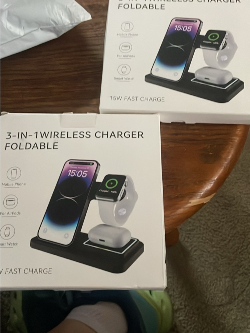 3-in-1 Foldable Wireless Charger Stand - Black